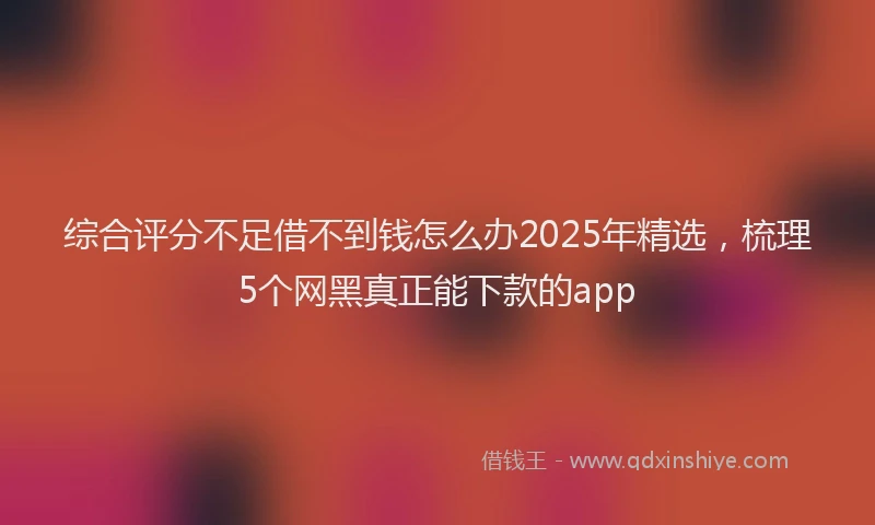 综合评分不足借不到钱怎么办2025年精选，梳理5个网黑真正能下款的app