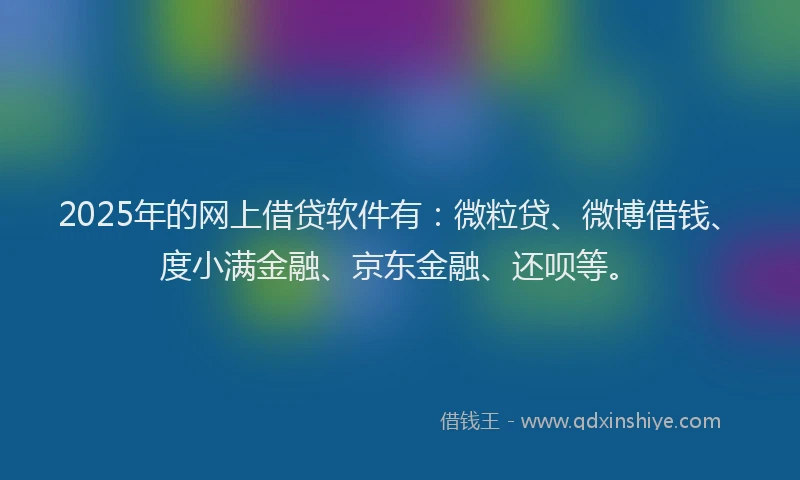 2025年的网上借贷软件有：微粒贷、微博借钱、度小满金融、京东金融、还呗等。