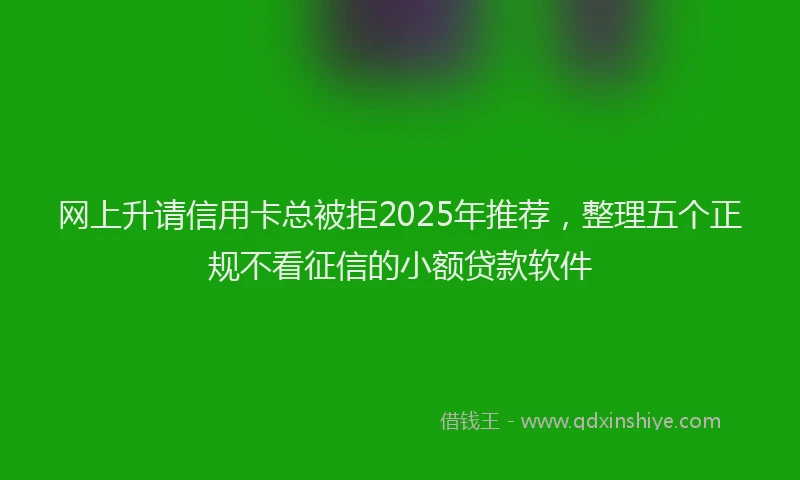 网上升请信用卡总被拒2025年推荐，整理五个正规不看征信的小额贷款软件