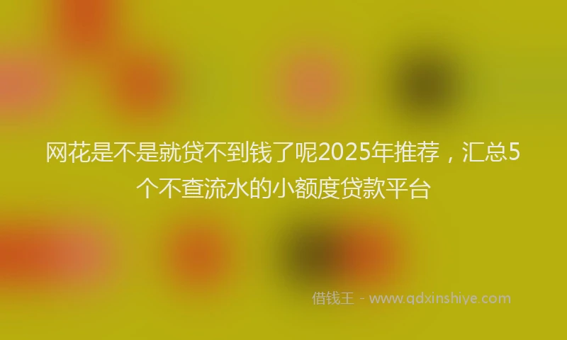 网花是不是就贷不到钱了呢2025年推荐，汇总5个不查流水的小额度贷款平台