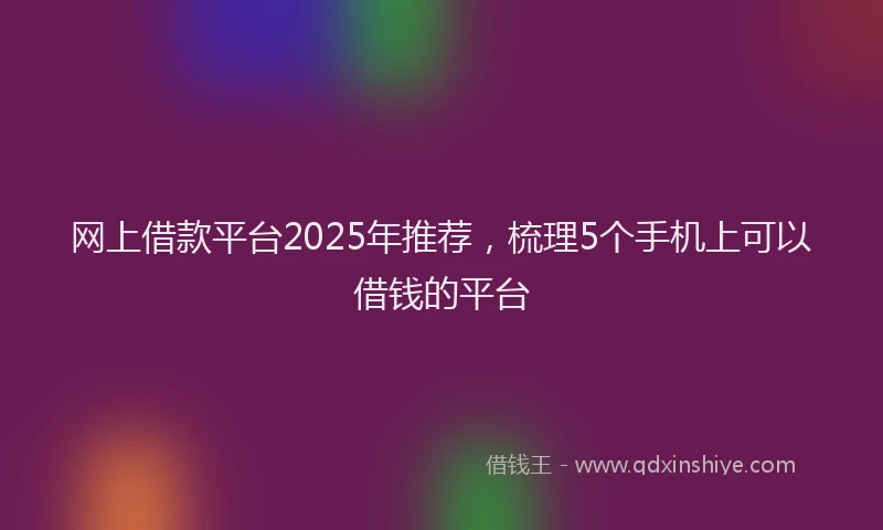 网上借款平台2025年推荐，梳理5个手机上可以借钱的平台