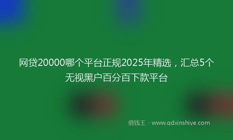 网贷20000哪个平台正规2025年精选，汇总5个无视黑户百分百下款平台