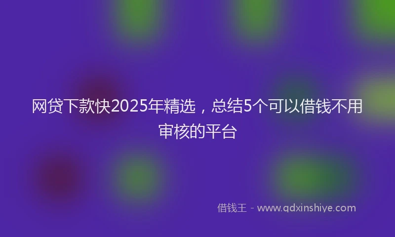 网贷下款快2025年精选，总结5个可以借钱不用审核的平台