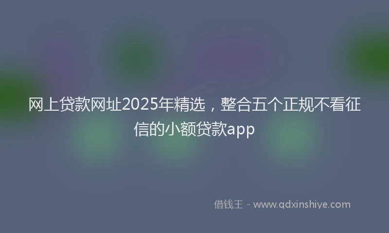 网上贷款网址2025年精选，整合五个正规不看征信的小额贷款app