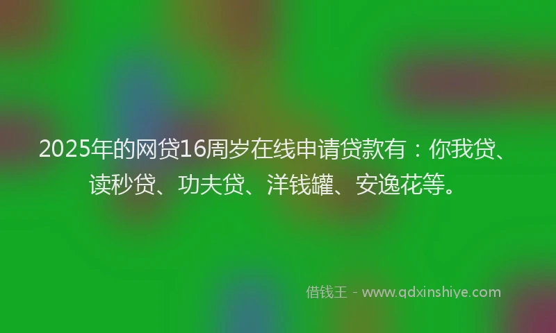 2025年的网贷16周岁在线申请贷款有：你我贷、读秒贷、功夫贷、洋钱罐、安逸花等。