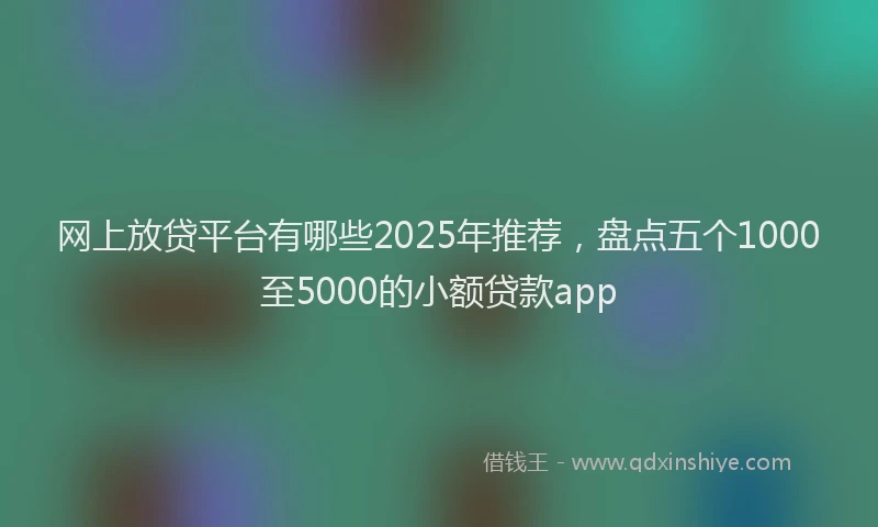 网上放贷平台有哪些2025年推荐，盘点五个1000至5000的小额贷款app