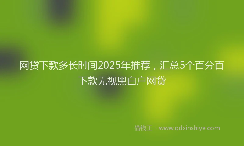 网贷下款多长时间2025年推荐，汇总5个百分百下款无视黑白户网贷