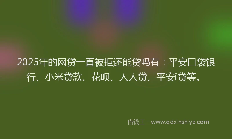 2025年的网贷一直被拒还能贷吗有：平安口袋银行、小米贷款、花呗、人人贷、平安i贷等。