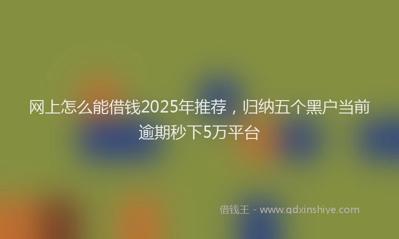 网上怎么能借钱2025年推荐，归纳五个黑户当前逾期秒下5万平台