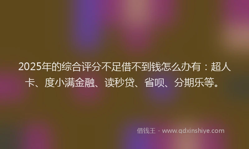 2025年的综合评分不足借不到钱怎么办有：超人卡、度小满金融、读秒贷、省呗、分期乐等。