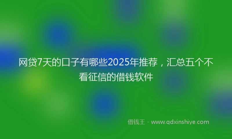 网贷7天的口子有哪些2025年推荐，汇总五个不看征信的借钱软件