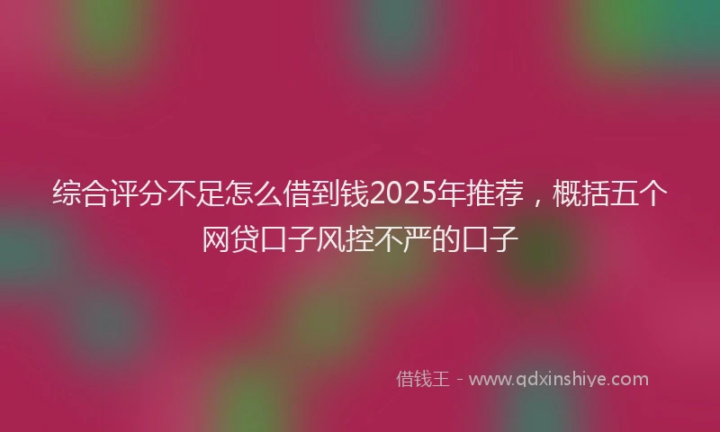 综合评分不足怎么借到钱2025年推荐，概括五个网贷口子风控不严的口子