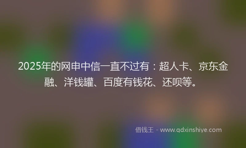 2025年的网申中信一直不过有：超人卡、京东金融、洋钱罐、百度有钱花、还呗等。
