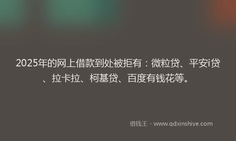 2025年的网上借款到处被拒有：微粒贷、平安i贷、拉卡拉、柯基贷、百度有钱花等。