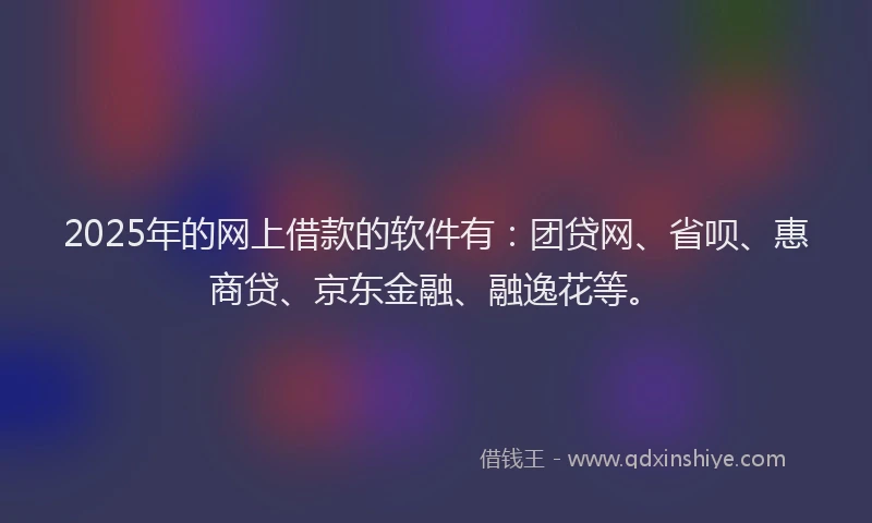 2025年的网上借款的软件有：团贷网、省呗、惠商贷、京东金融、融逸花等。