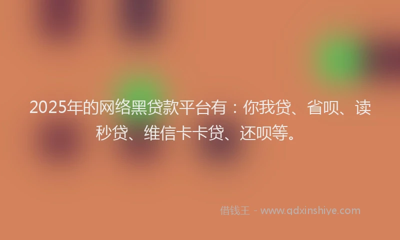 2025年的网络黑贷款平台有：你我贷、省呗、读秒贷、维信卡卡贷、还呗等。