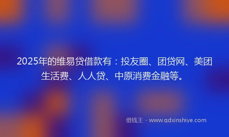 2025年的维易贷借款有：投友圈、团贷网、美团生活费、人人贷、中原消费金融等。