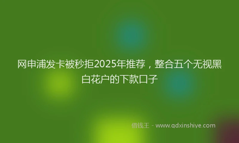 网申浦发卡被秒拒2025年推荐，整合五个无视黑白花户的下款口子