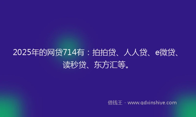 2025年的网贷714有：拍拍贷、人人贷、e微贷、读秒贷、东方汇等。