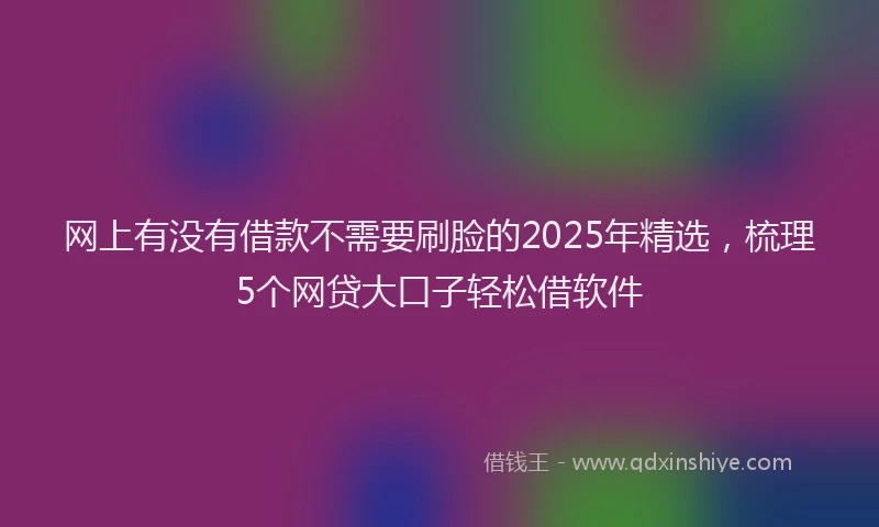 网上有没有借款不需要刷脸的2025年精选，梳理5个网贷大口子轻松借软件
