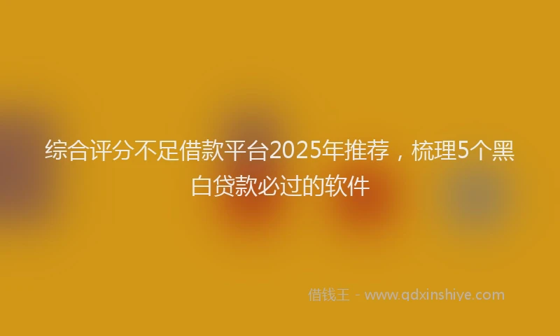 综合评分不足借款平台2025年推荐，梳理5个黑白贷款必过的软件