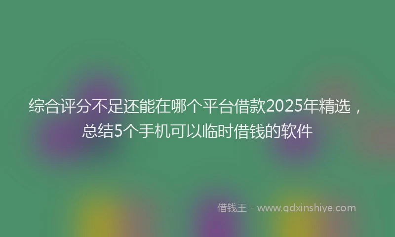 综合评分不足还能在哪个平台借款2025年精选，总结5个手机可以临时借钱的软件