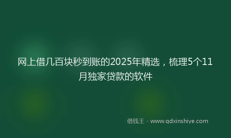 网上借几百块秒到账的2025年精选，梳理5个11月独家贷款的软件