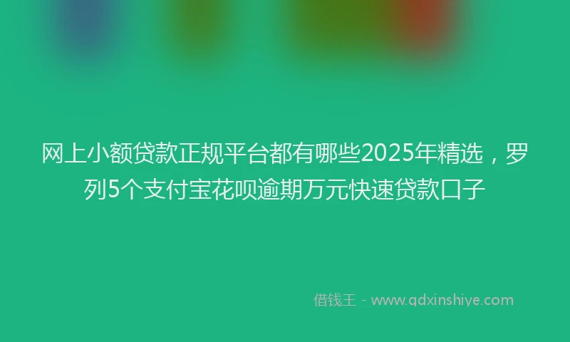 网上小额贷款正规平台都有哪些2025年精选，罗列5个支付宝花呗逾期万元快速贷款口子