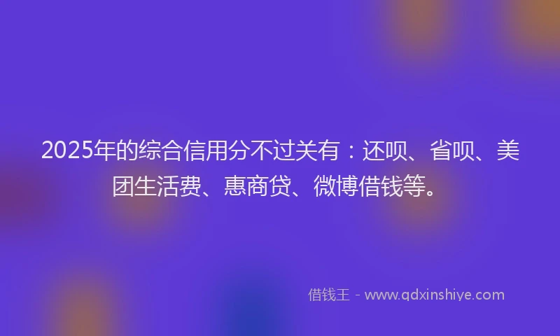 2025年的综合信用分不过关有：还呗、省呗、美团生活费、惠商贷、微博借钱等。