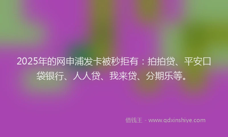 2025年的网申浦发卡被秒拒有：拍拍贷、平安口袋银行、人人贷、我来贷、分期乐等。