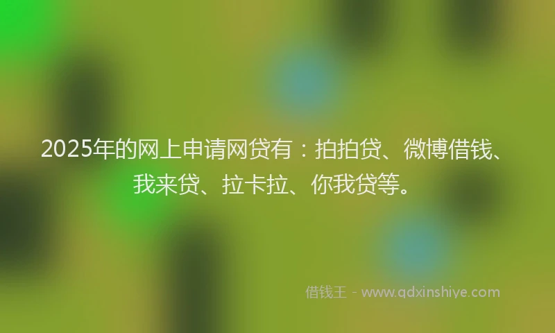 2025年的网上申请网贷有：拍拍贷、微博借钱、我来贷、拉卡拉、你我贷等。