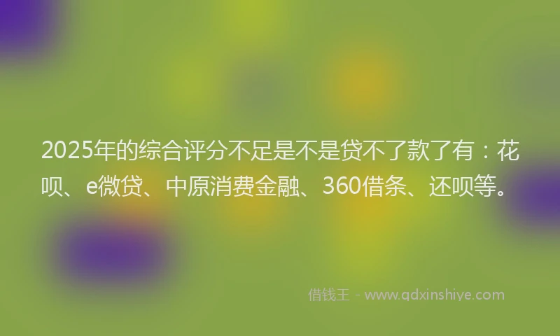 2025年的综合评分不足是不是贷不了款了有：花呗、e微贷、中原消费金融、360借条、还呗等。