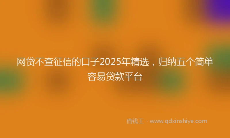 网贷不查征信的口子2025年精选，归纳五个简单容易贷款平台
