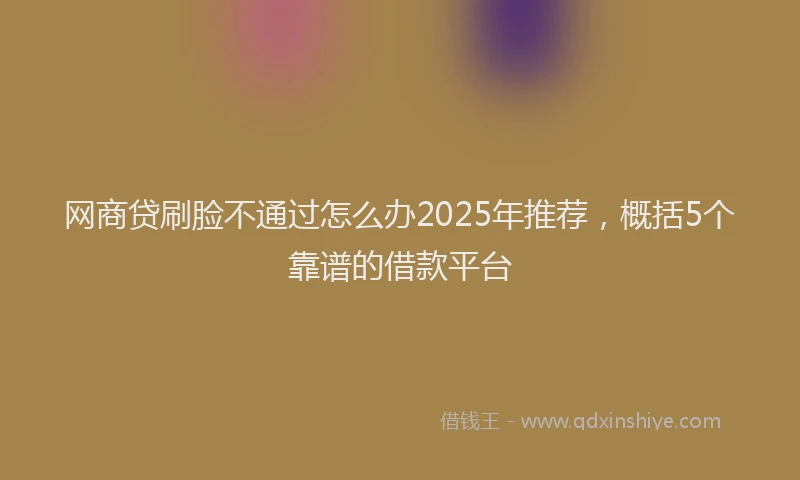 网商贷刷脸不通过怎么办2025年推荐，概括5个靠谱的借款平台