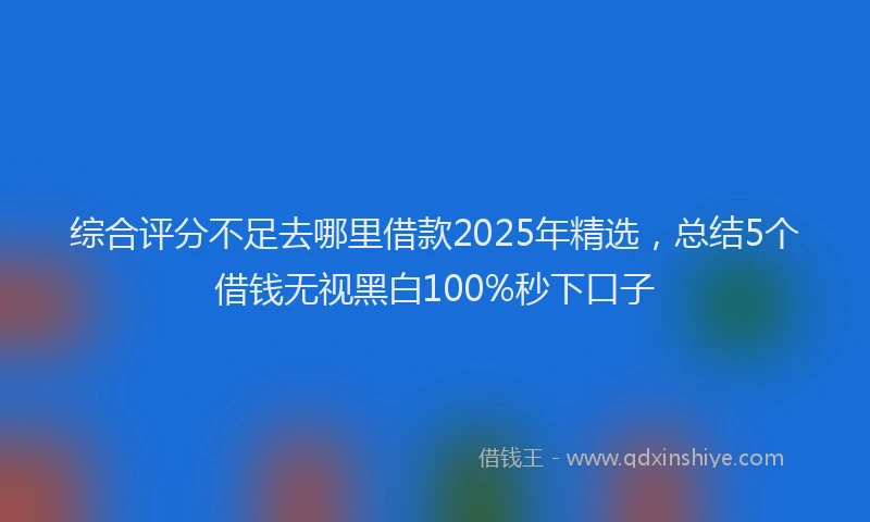 综合评分不足去哪里借款2025年精选，总结5个借钱无视黑白100%秒下口子