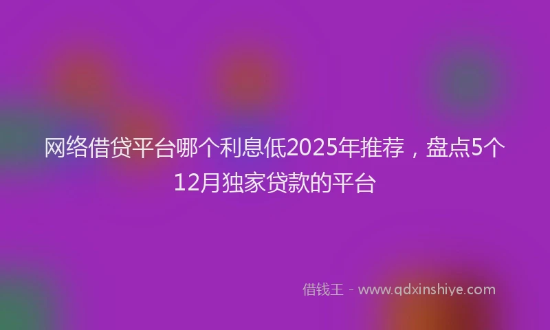 网络借贷平台哪个利息低2025年推荐，盘点5个12月独家贷款的平台