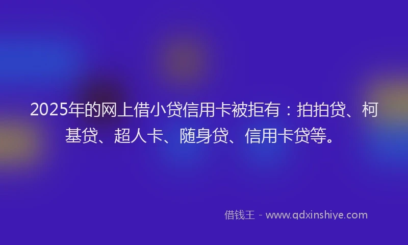 2025年的网上借小贷信用卡被拒有：拍拍贷、柯基贷、超人卡、随身贷、信用卡贷等。