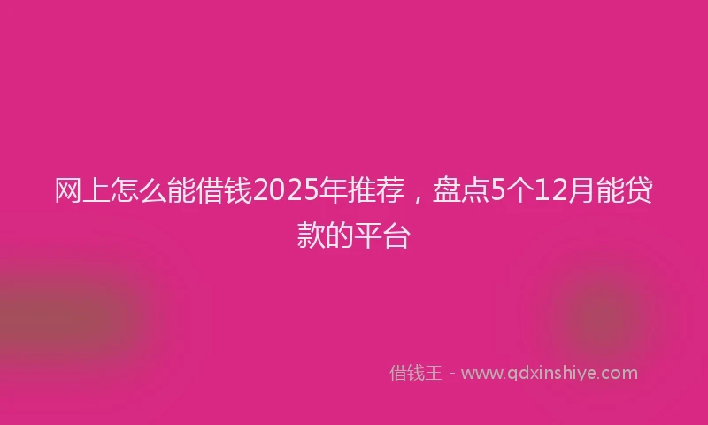 网上怎么能借钱2025年推荐，盘点5个12月能贷款的平台