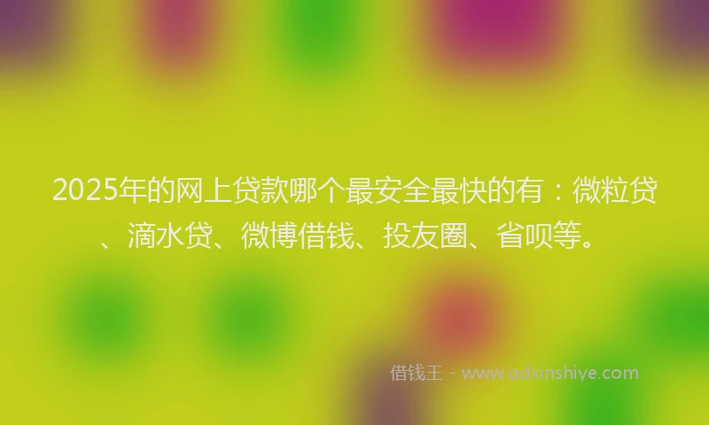 2025年的网上贷款哪个最安全最快的有：微粒贷、滴水贷、微博借钱、投友圈、省呗等。