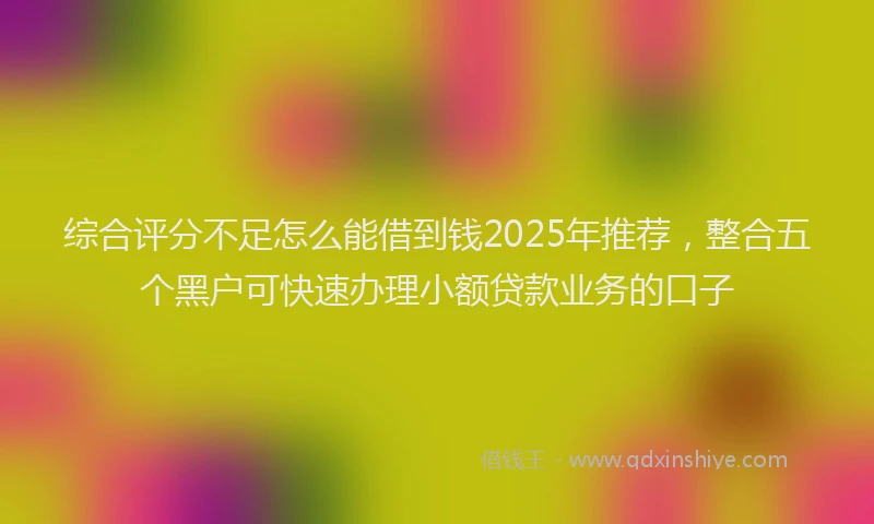 综合评分不足怎么能借到钱2025年推荐，整合五个黑户可快速办理小额贷款业务的口子