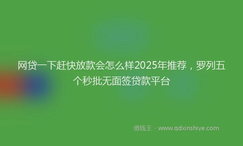 网贷一下赶快放款会怎么样2025年推荐，罗列五个秒批无面签贷款平台