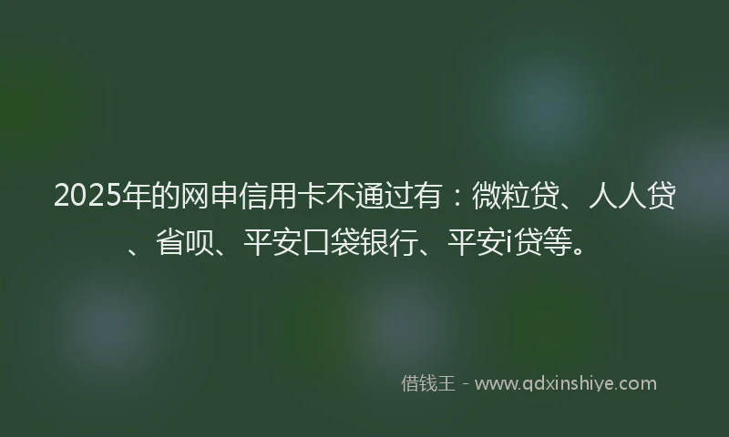 2025年的网申信用卡不通过有：微粒贷、人人贷、省呗、平安口袋银行、平安i贷等。