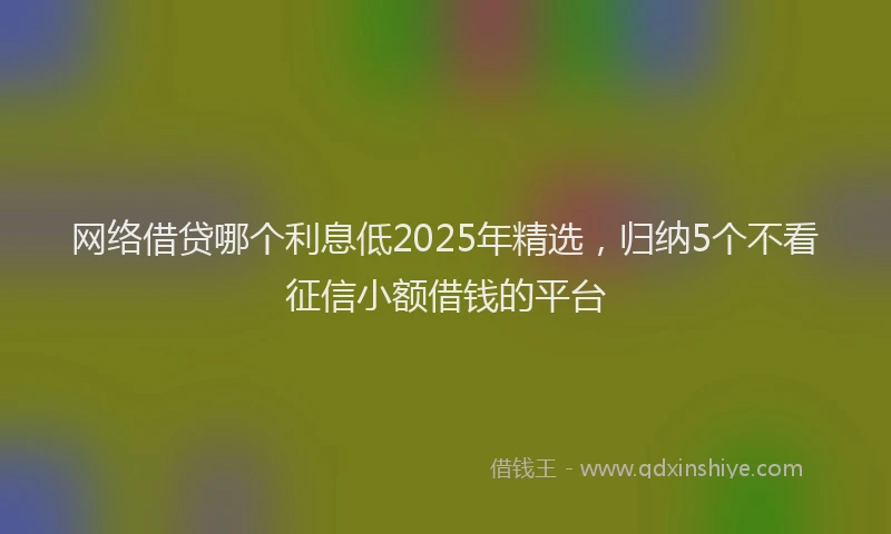 网络借贷哪个利息低2025年精选，归纳5个不看征信小额借钱的平台