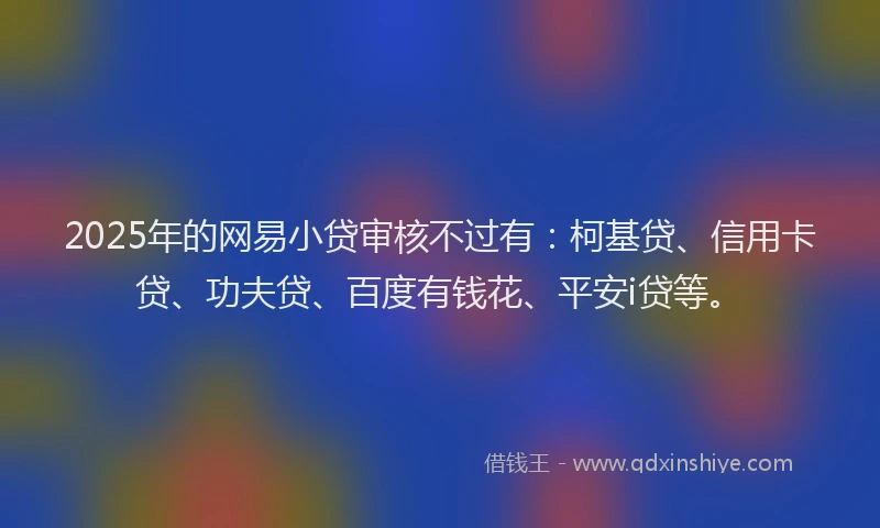 2025年的网易小贷审核不过有：柯基贷、信用卡贷、功夫贷、百度有钱花、平安i贷等。