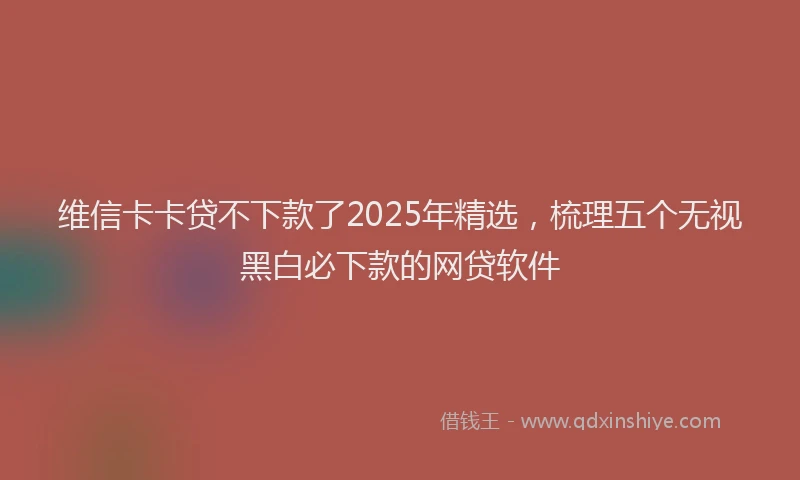 维信卡卡贷不下款了2025年精选，梳理五个无视黑白必下款的网贷软件