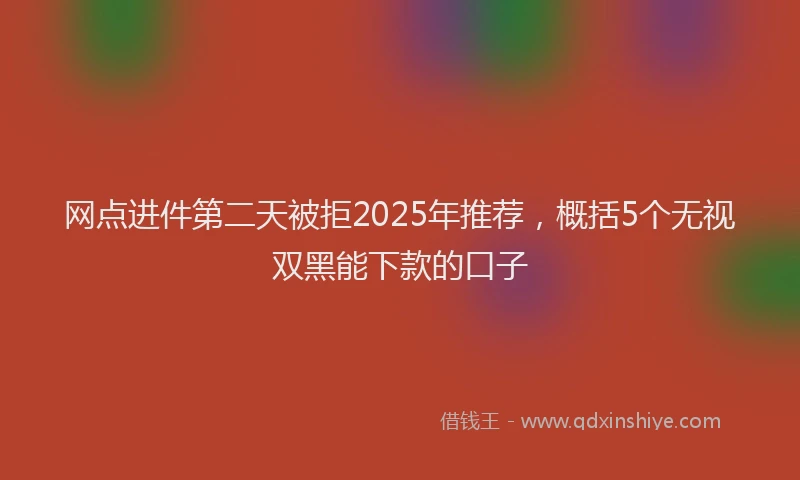 网点进件第二天被拒2025年推荐，概括5个无视双黑能下款的口子