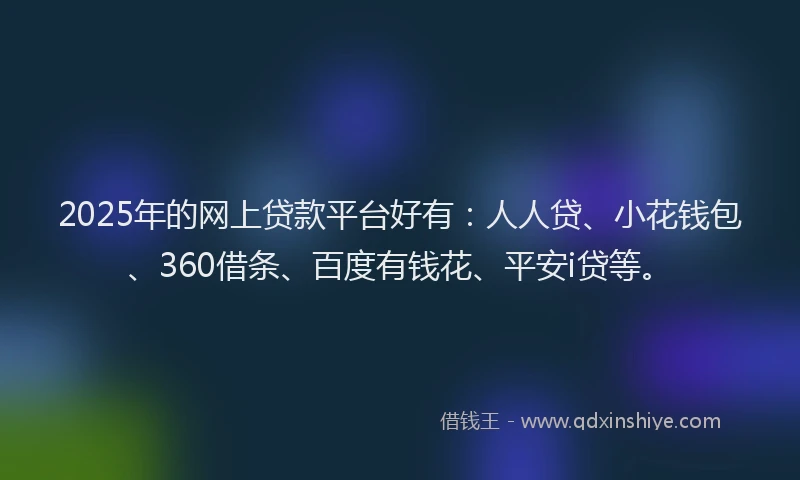 2025年的网上贷款平台好有：人人贷、小花钱包、360借条、百度有钱花、平安i贷等。