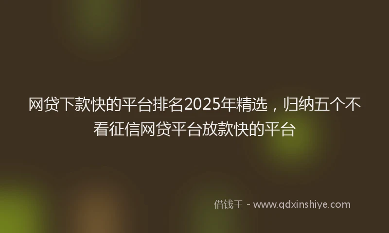 网贷下款快的平台排名2025年精选，归纳五个不看征信网贷平台放款快的平台