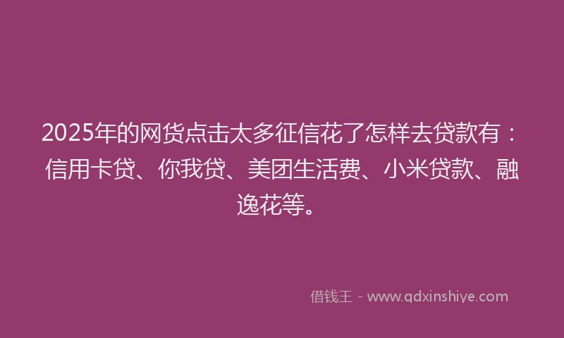 2025年的网货点击太多征信花了怎样去贷款有：信用卡贷、你我贷、美团生活费、小米贷款、融逸花等。