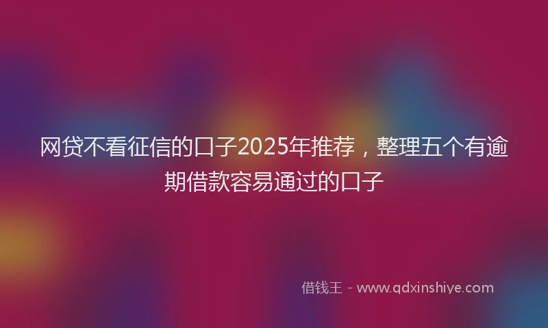 网贷不看征信的口子2025年推荐，整理五个有逾期借款容易通过的口子